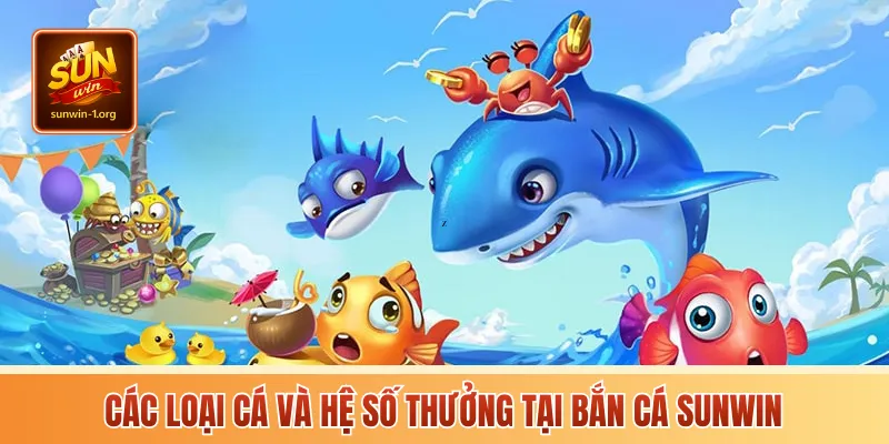 Các loại cá và hệ số thưởng tại bắn cá SunWin