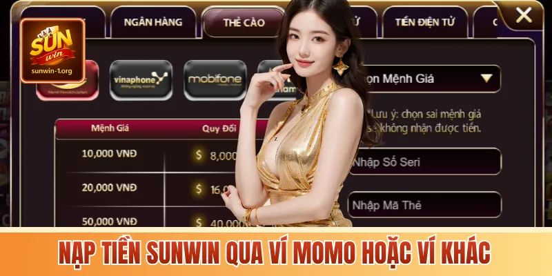 Nạp tiền Sunwin qua ví Momo hoặc ví khác